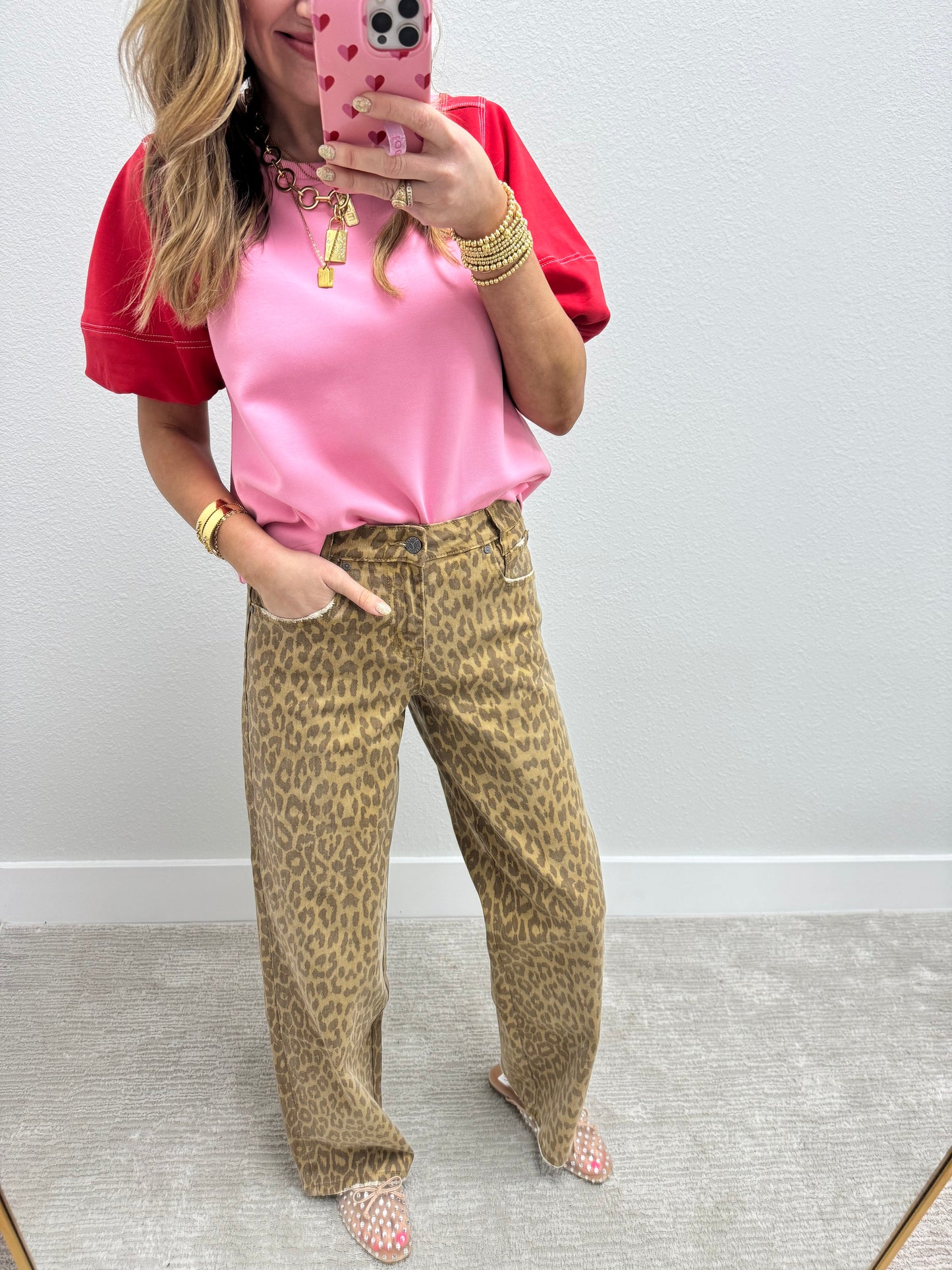 Leopard Straight Print Jeans