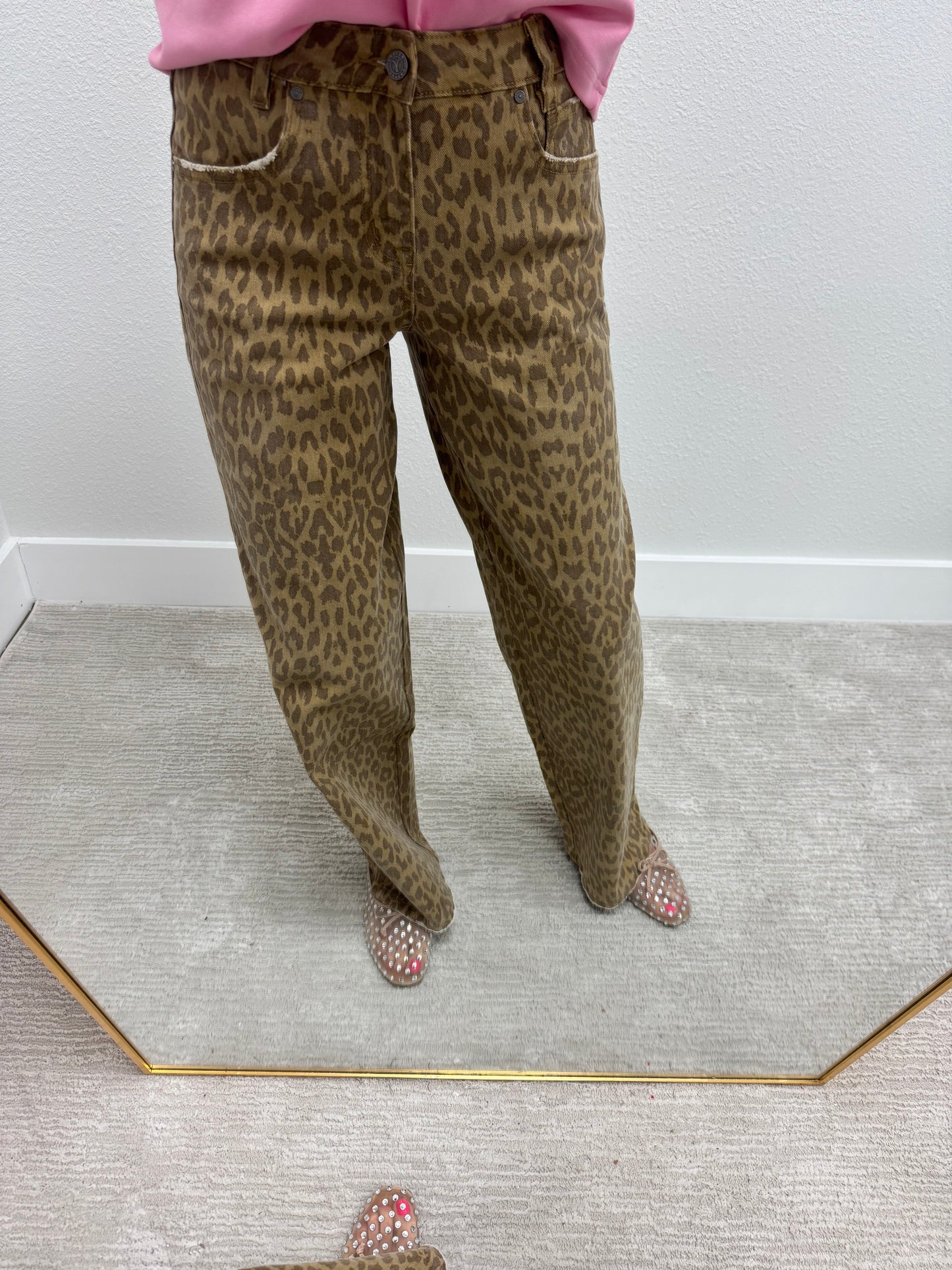 Leopard Straight Print Jeans