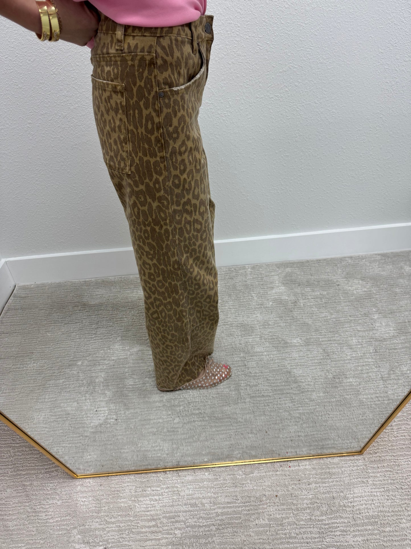 Leopard Straight Print Jeans