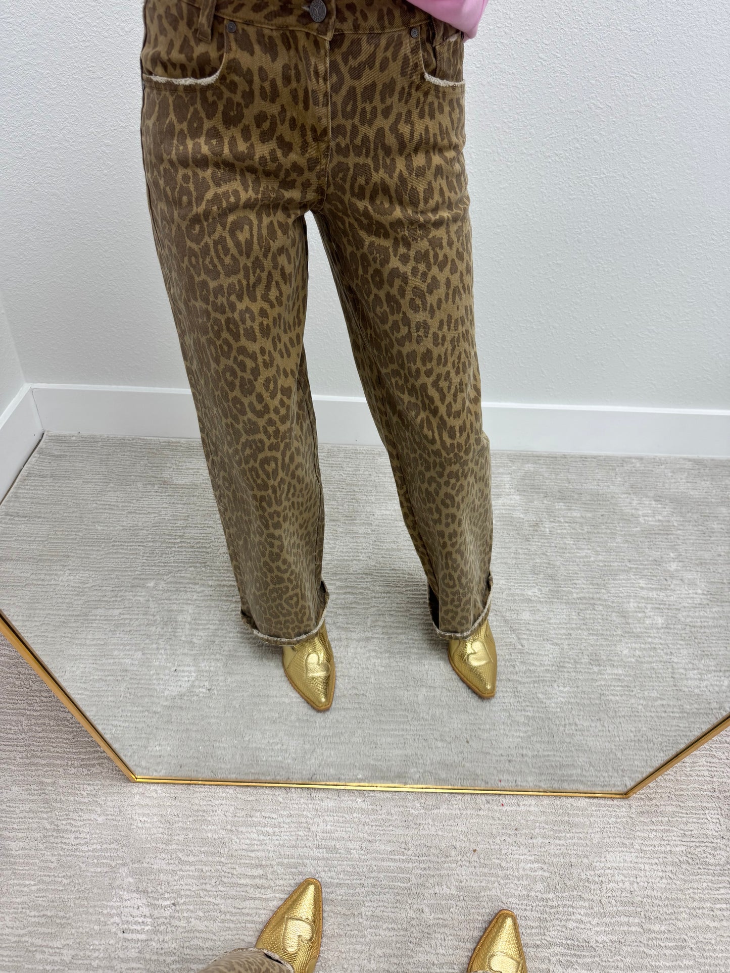 Leopard Straight Print Jeans