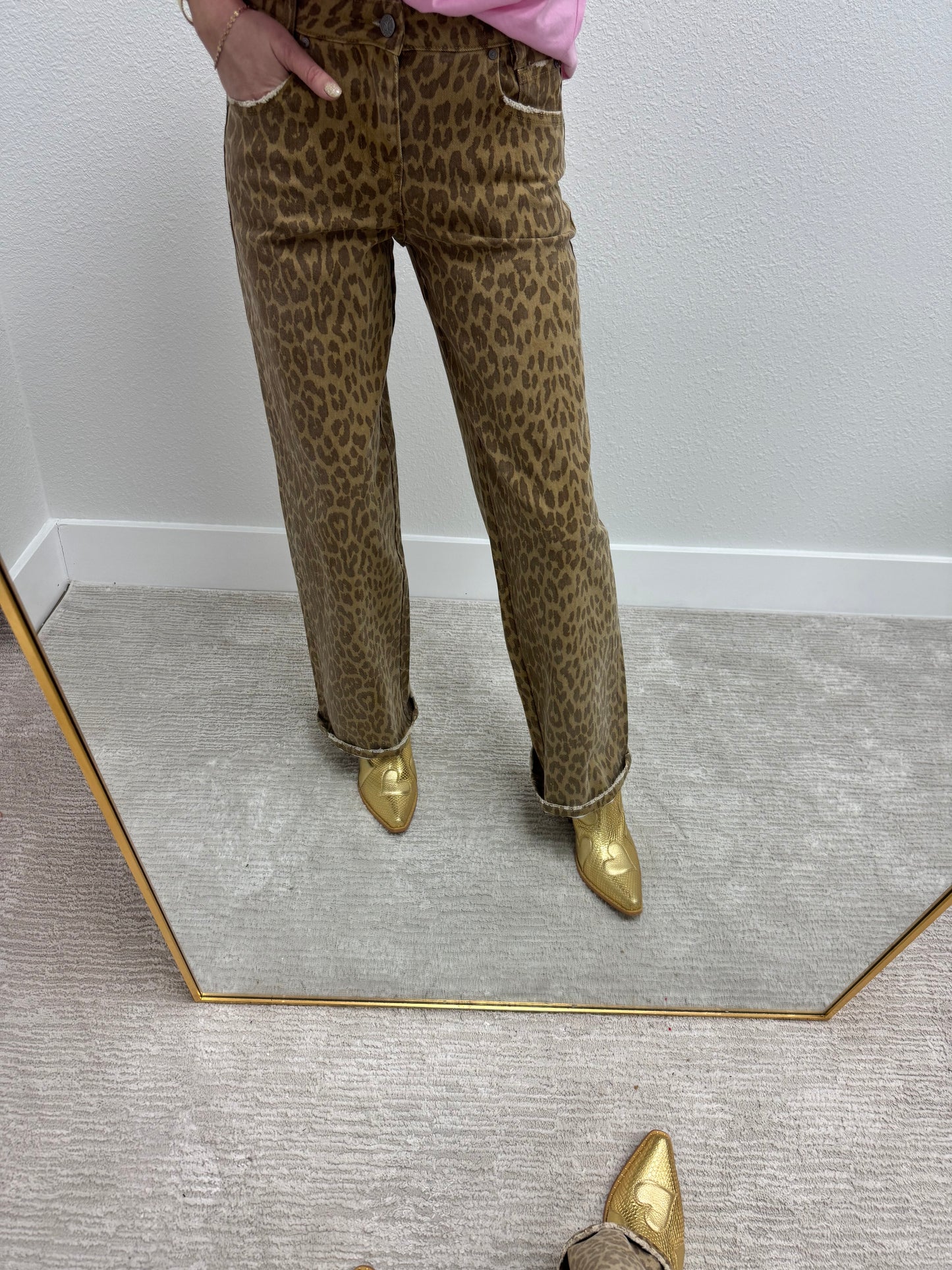 Leopard Straight Print Jeans