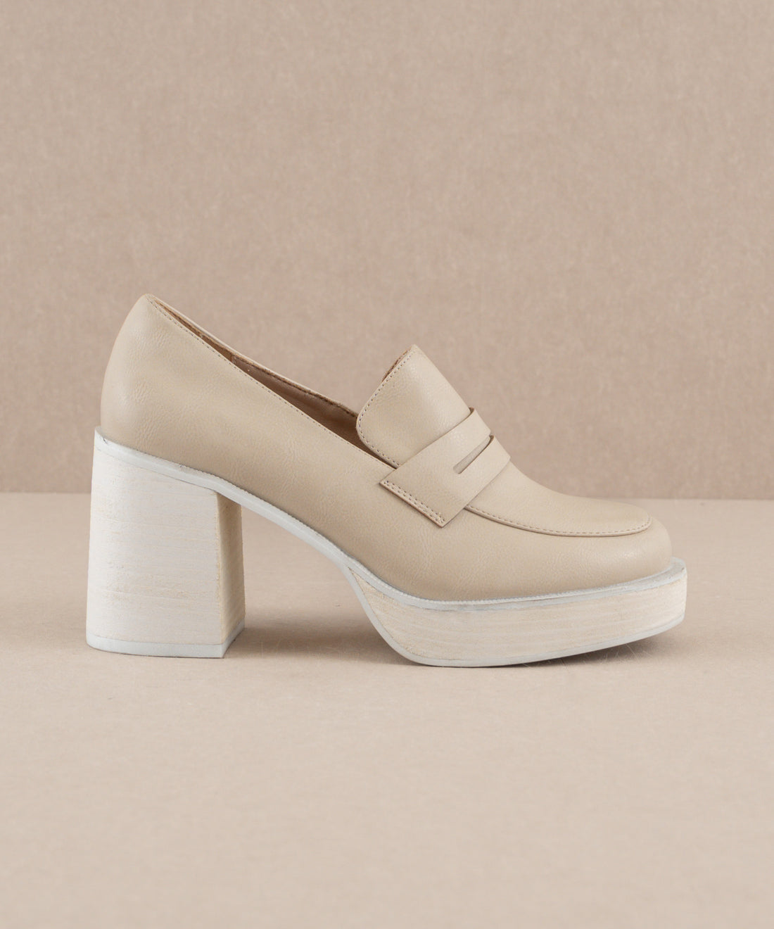 Cream Wedge Penny Loafer