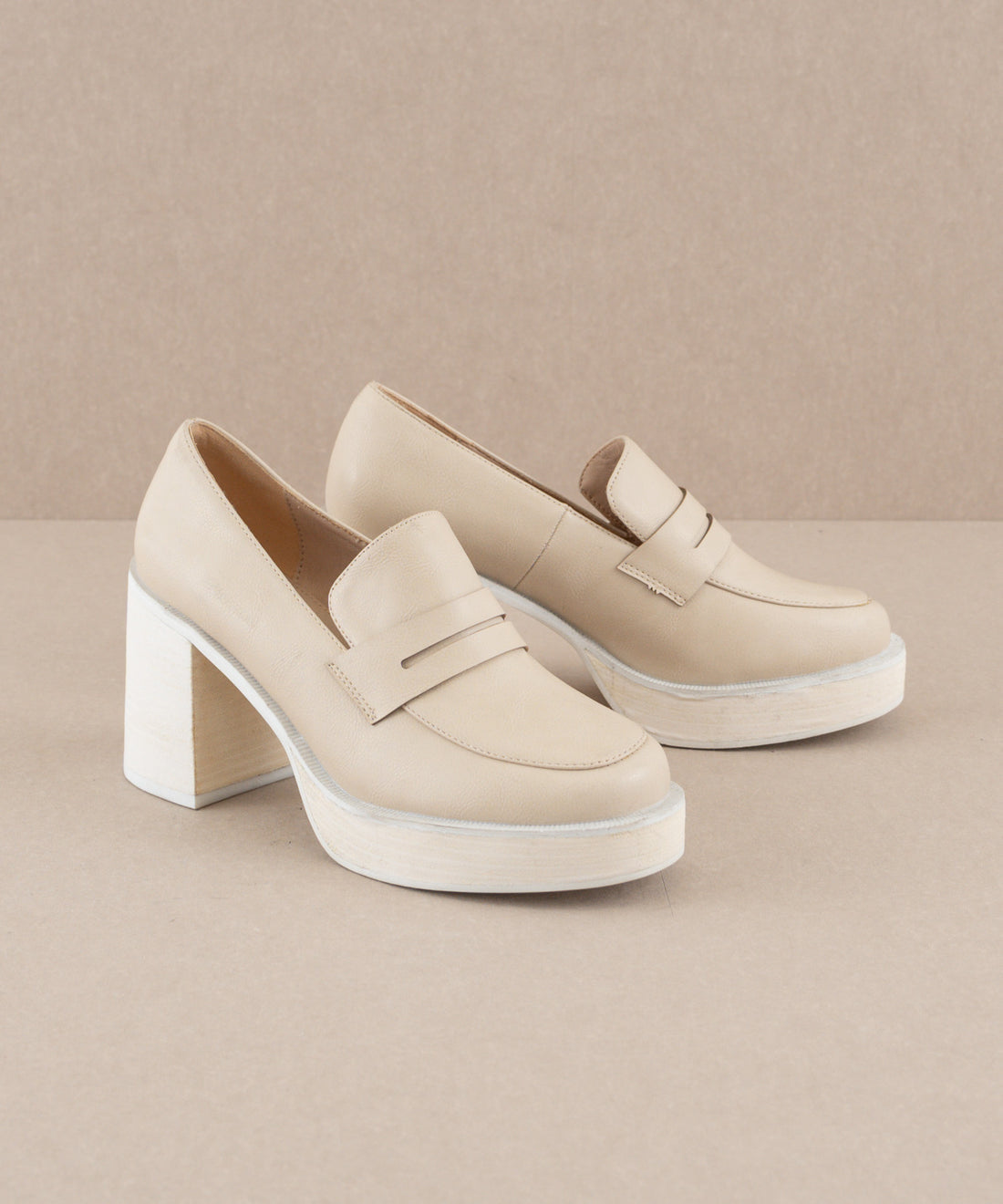 Cream Wedge Penny Loafer