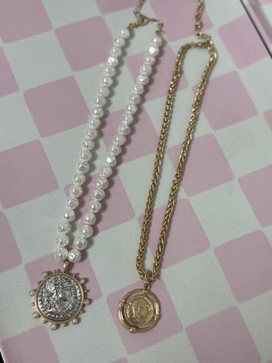 Pearl Gold Coin Necklace