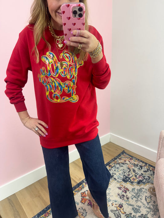 Red Holly Jolly Sequin Sweatshirt