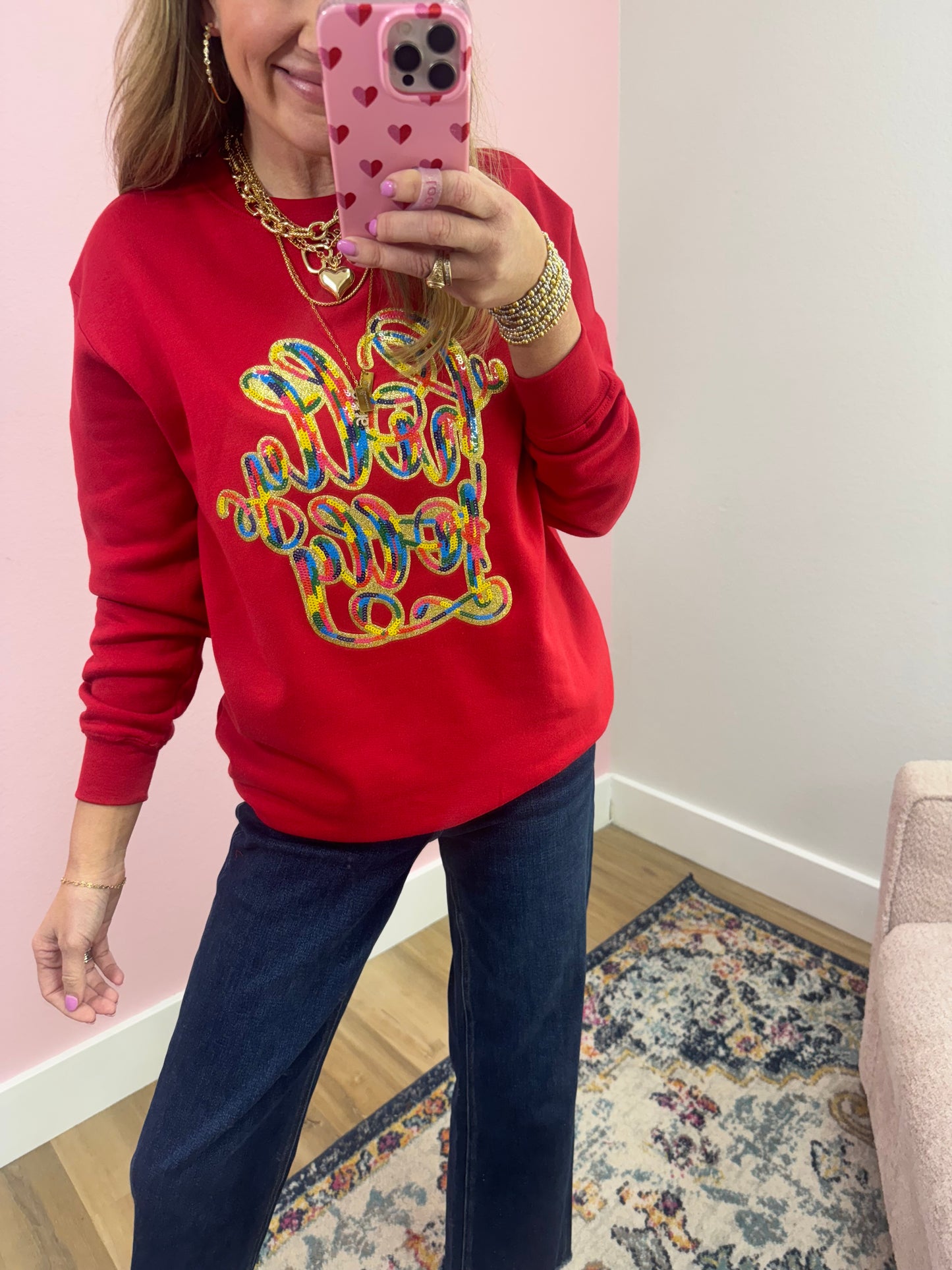 Red Holly Jolly Sequin Sweatshirt