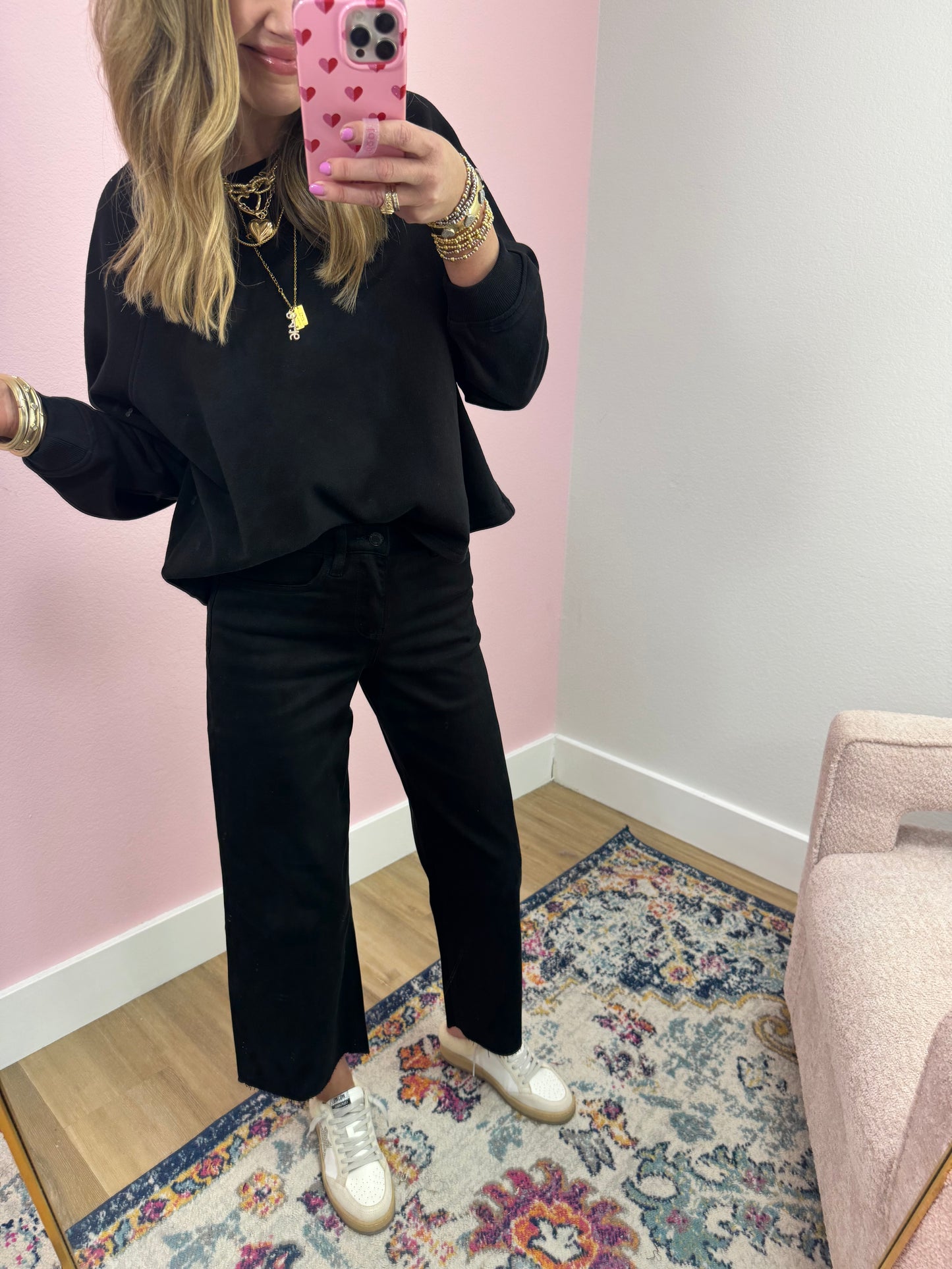 Black Wide Leg Two Piece Sweatsuit