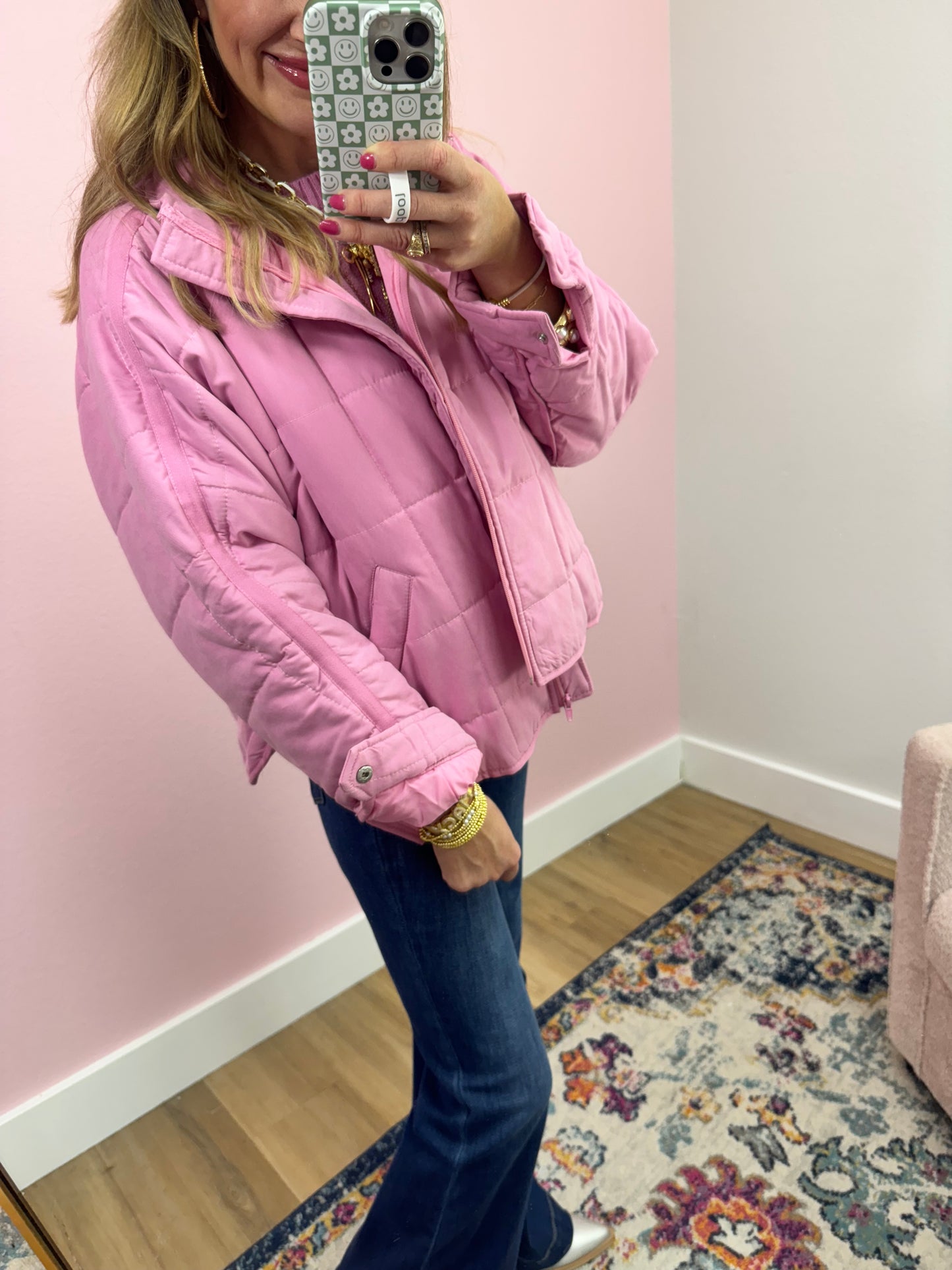 Pink Quilted Puffer Jacket