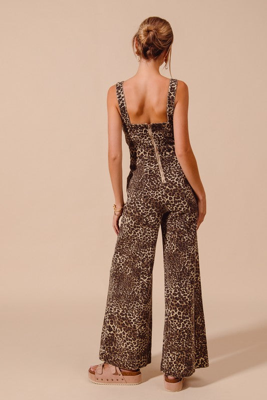 Leopard Denim Jumpsuit