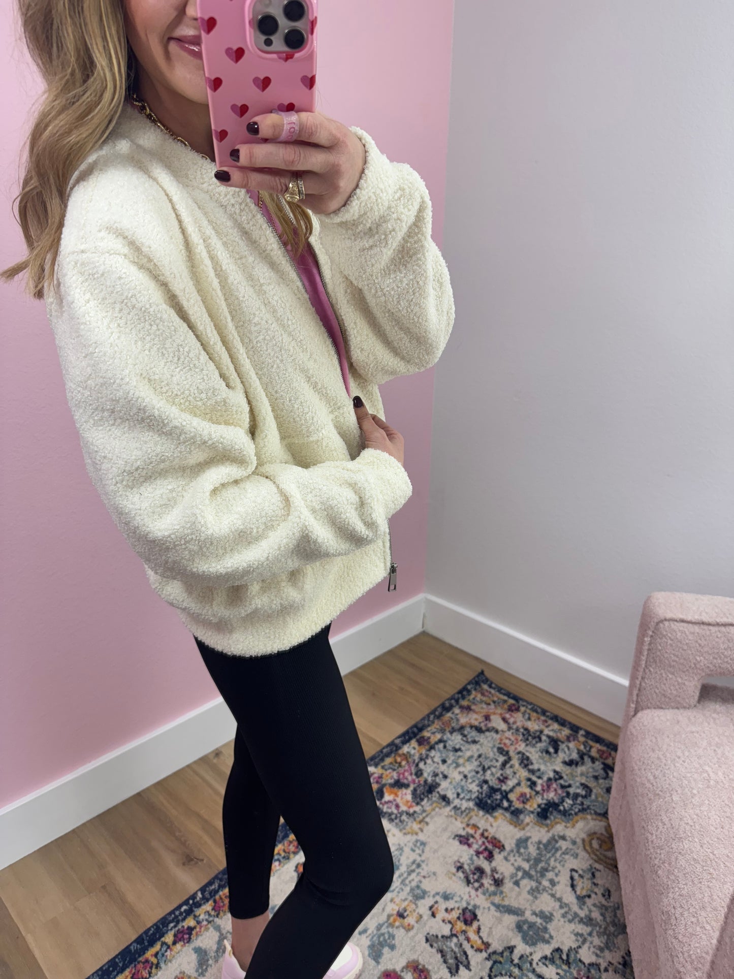 Cream Sherpa Bomber Jacket