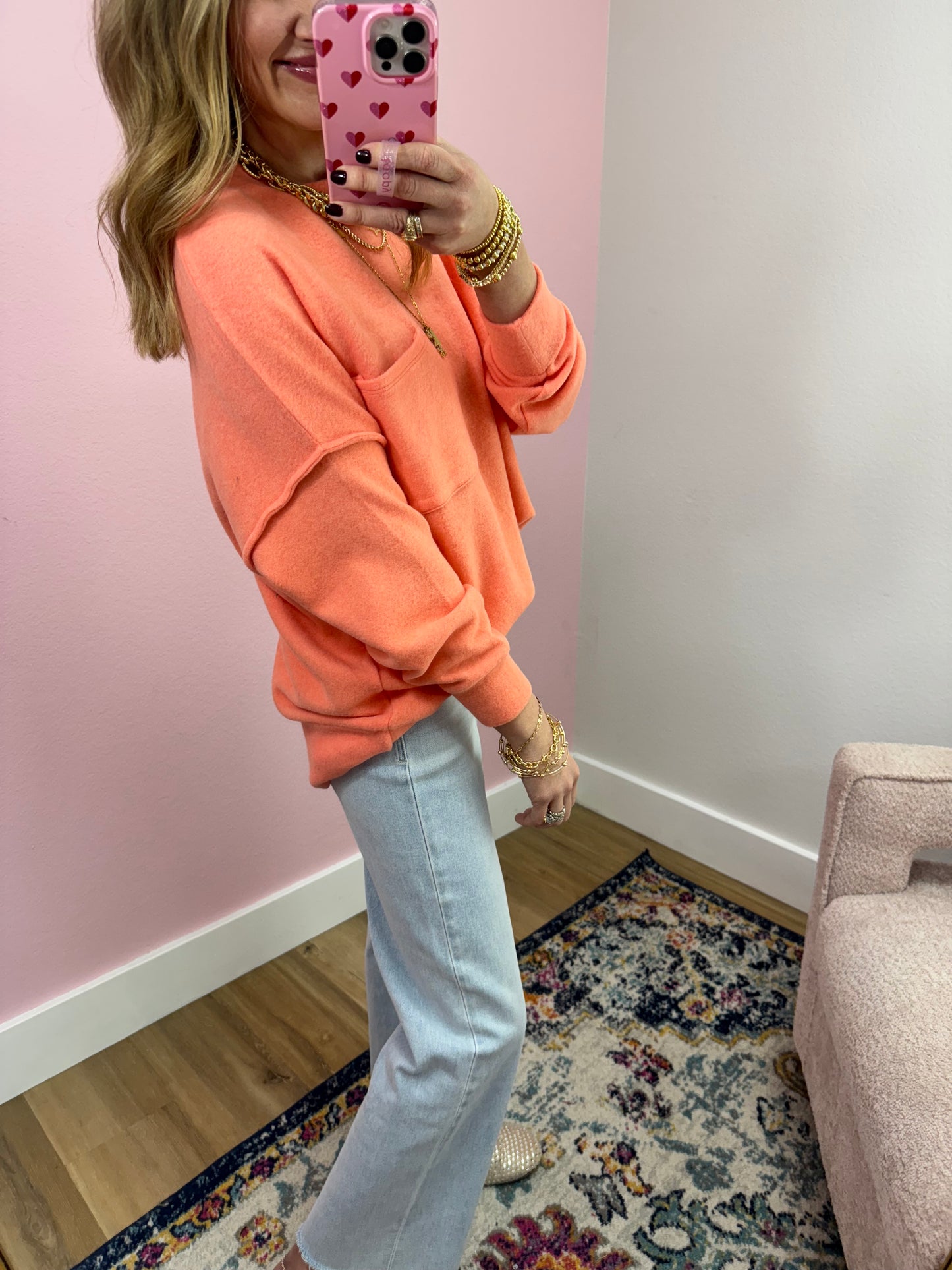 Coral Melange Long Sleeve