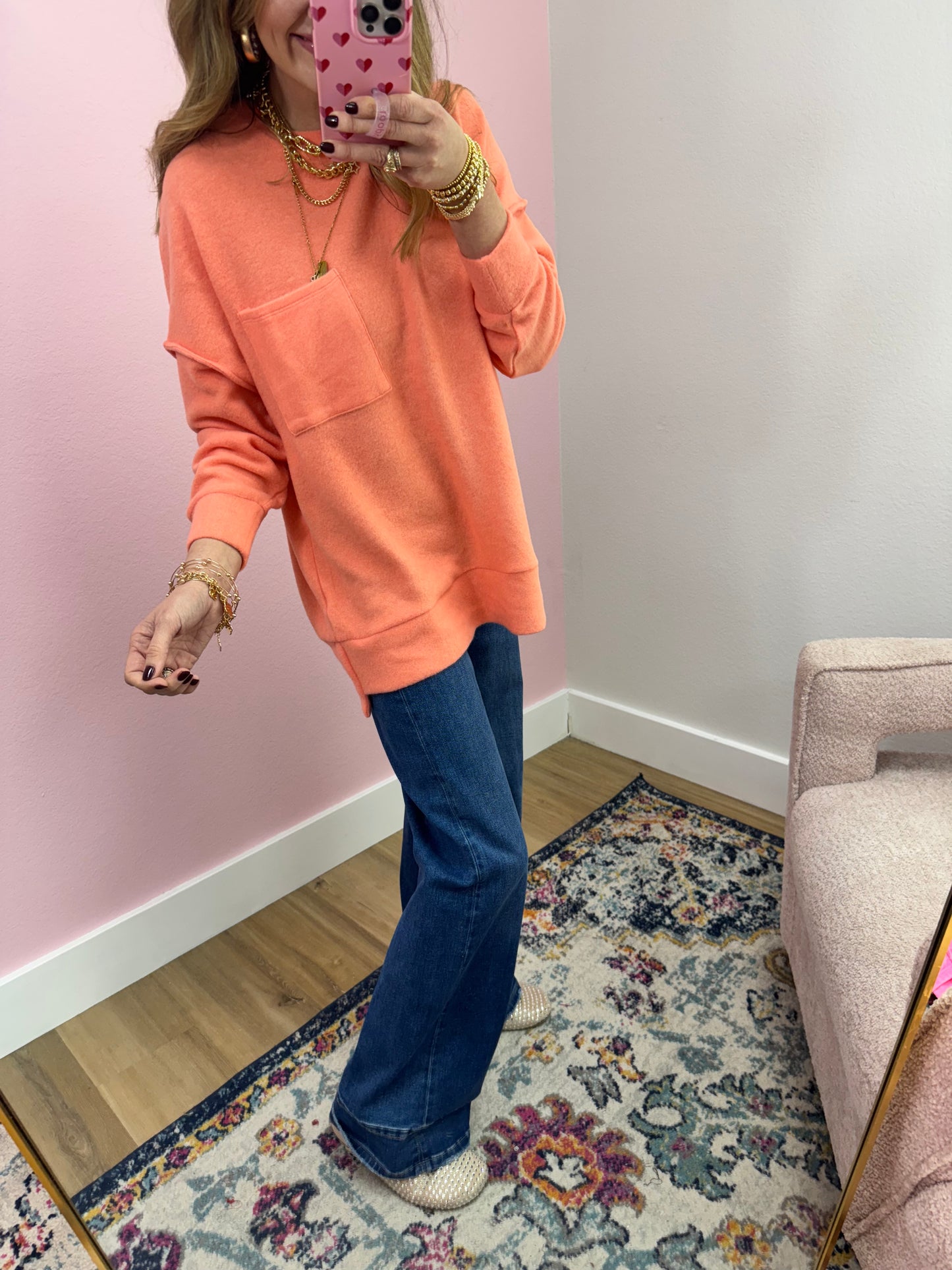 Coral Melange Long Sleeve