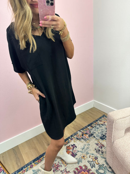 Black Vneck Style Dress