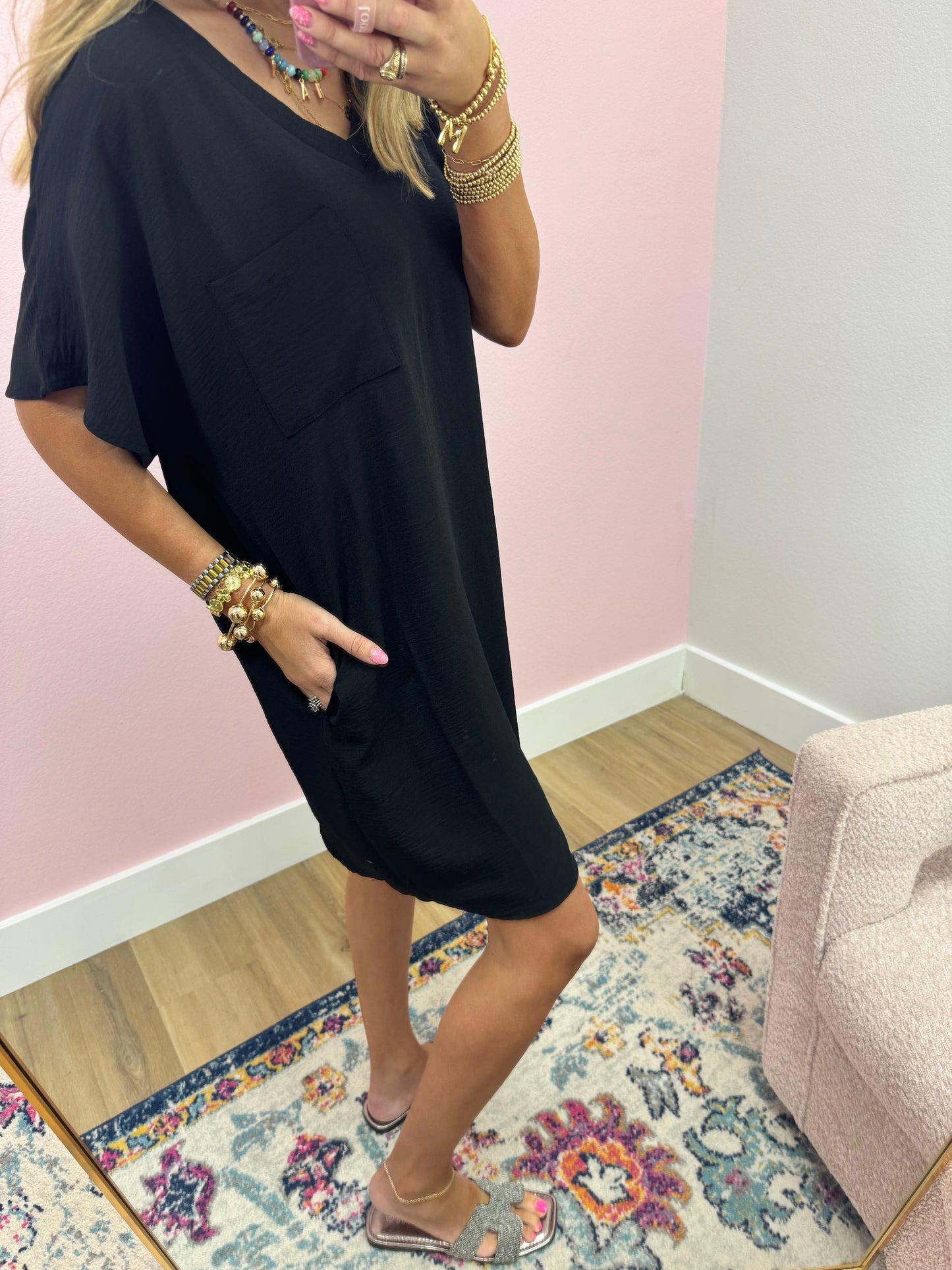 Black Vneck Style Dress