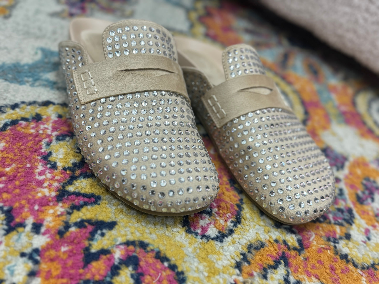 All Over Crystal Slip on Mule